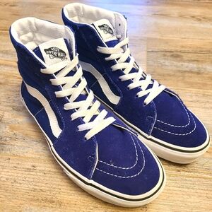 Vans Sk8-Hi Sneakers Navy Blue/White Unisex Canvas Suede MEN'S 7.5 WOMEN'S 9